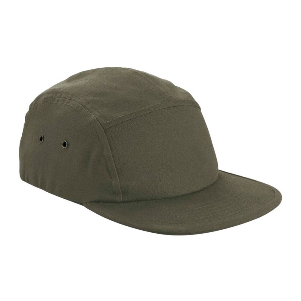 Beechfield Canvas 5 Panel Baseball Cap / Olive Green
